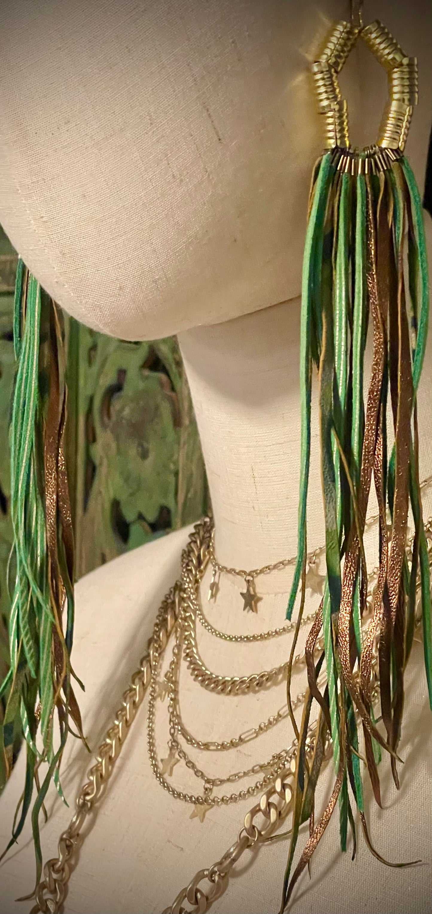 The Queen Of Grass- Leather Fringe Earrings