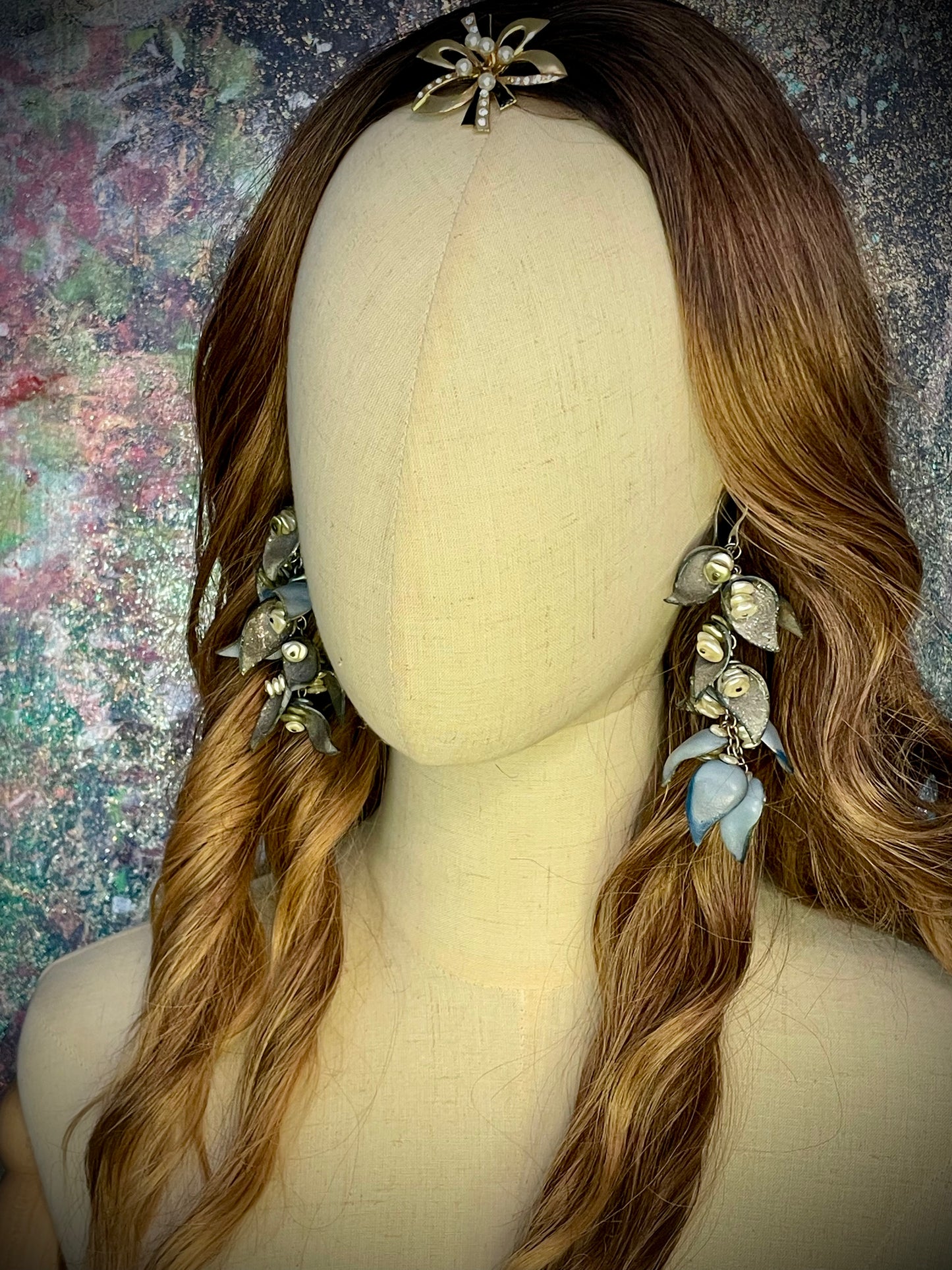 Baby Blue Leather Sea Earrings