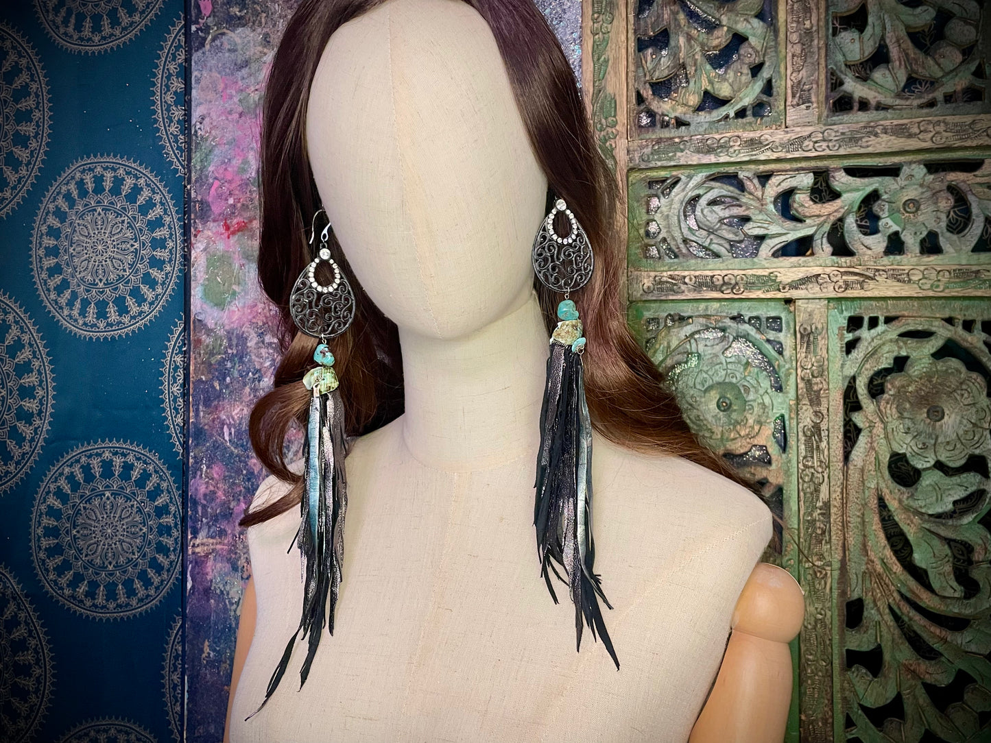 Glamorous Hand Cut Fringe Leather Earrings