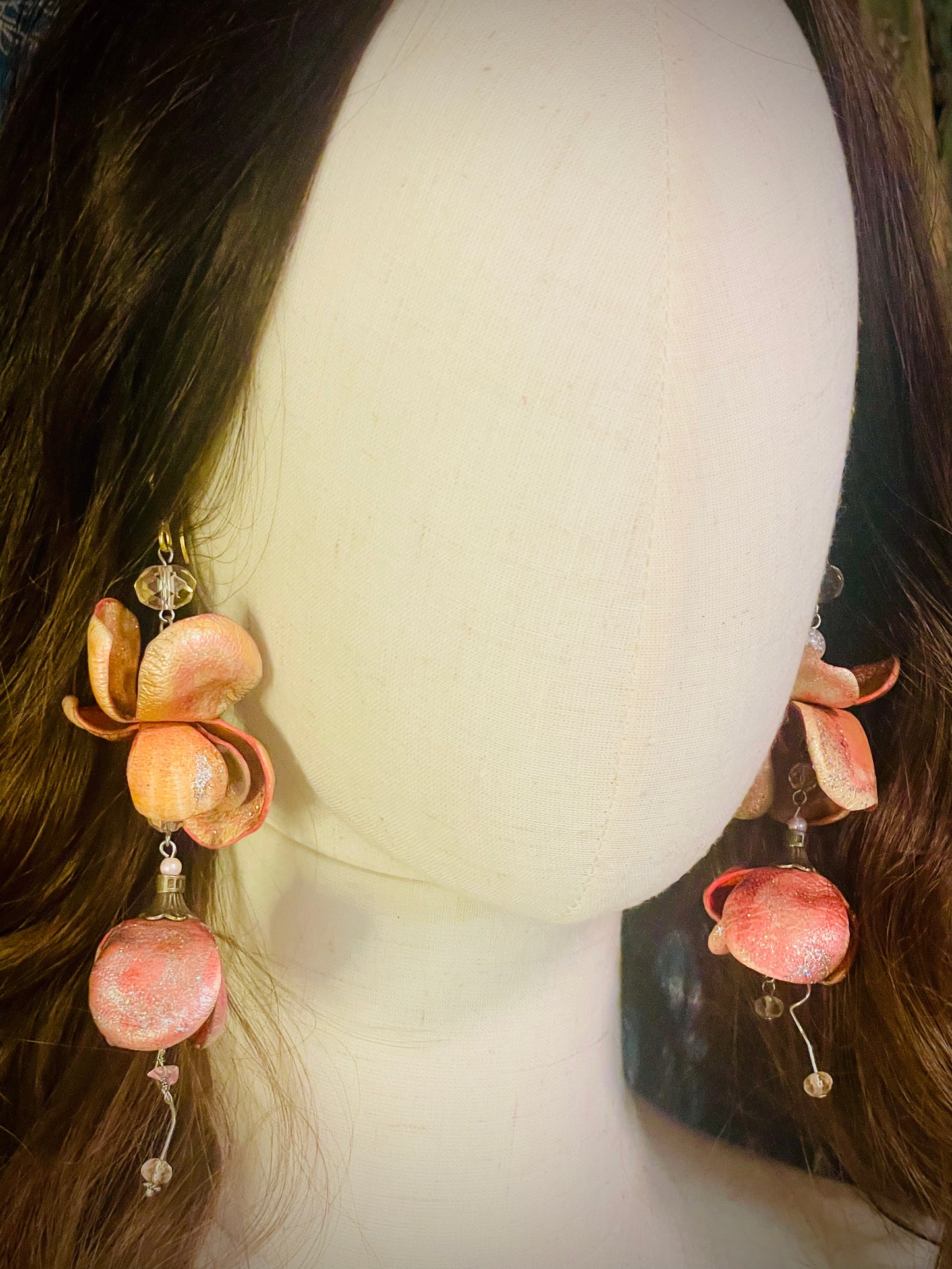 Custom Curled Leather Flowers Earrings