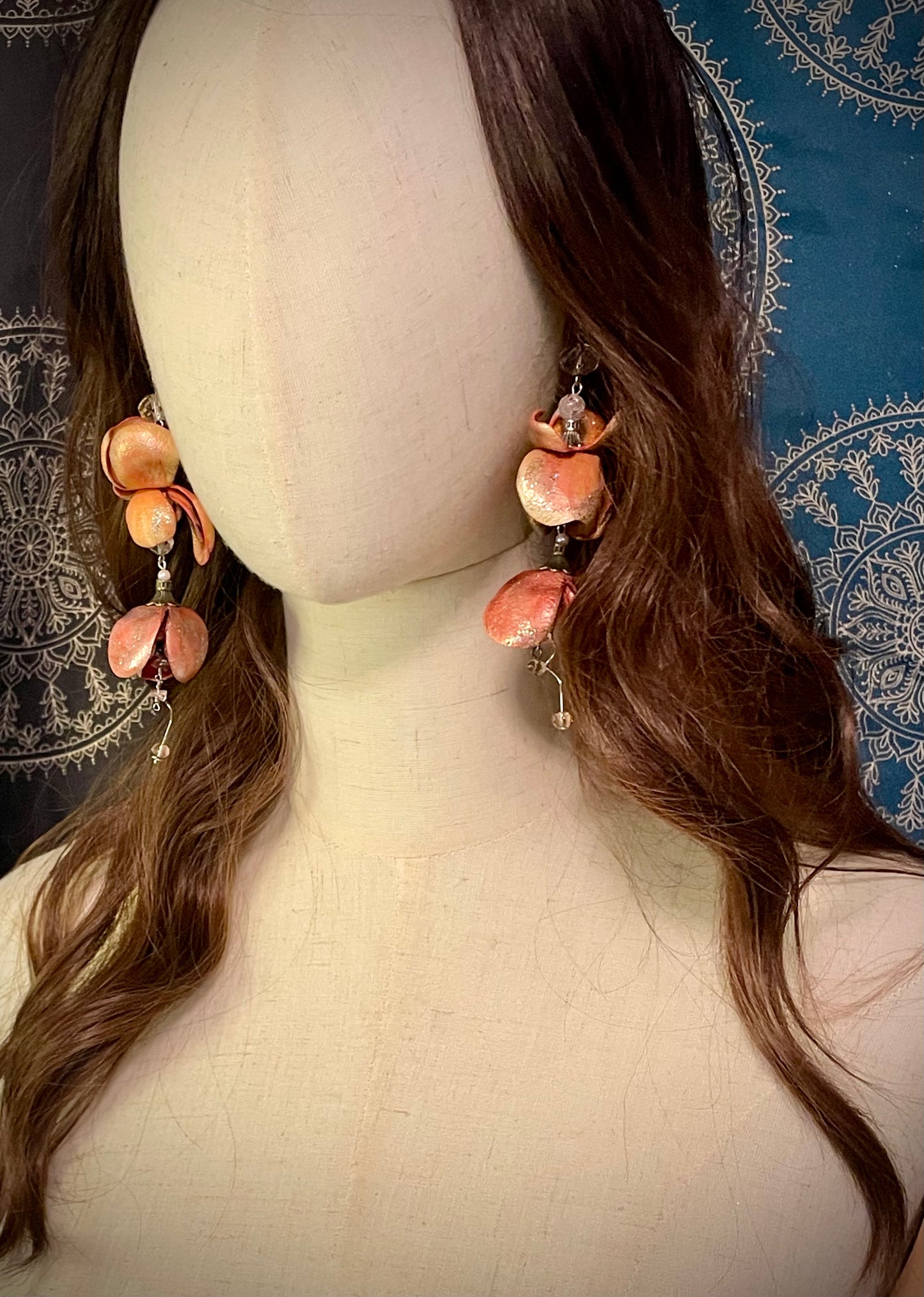 Custom Curled Leather Flowers Earrings