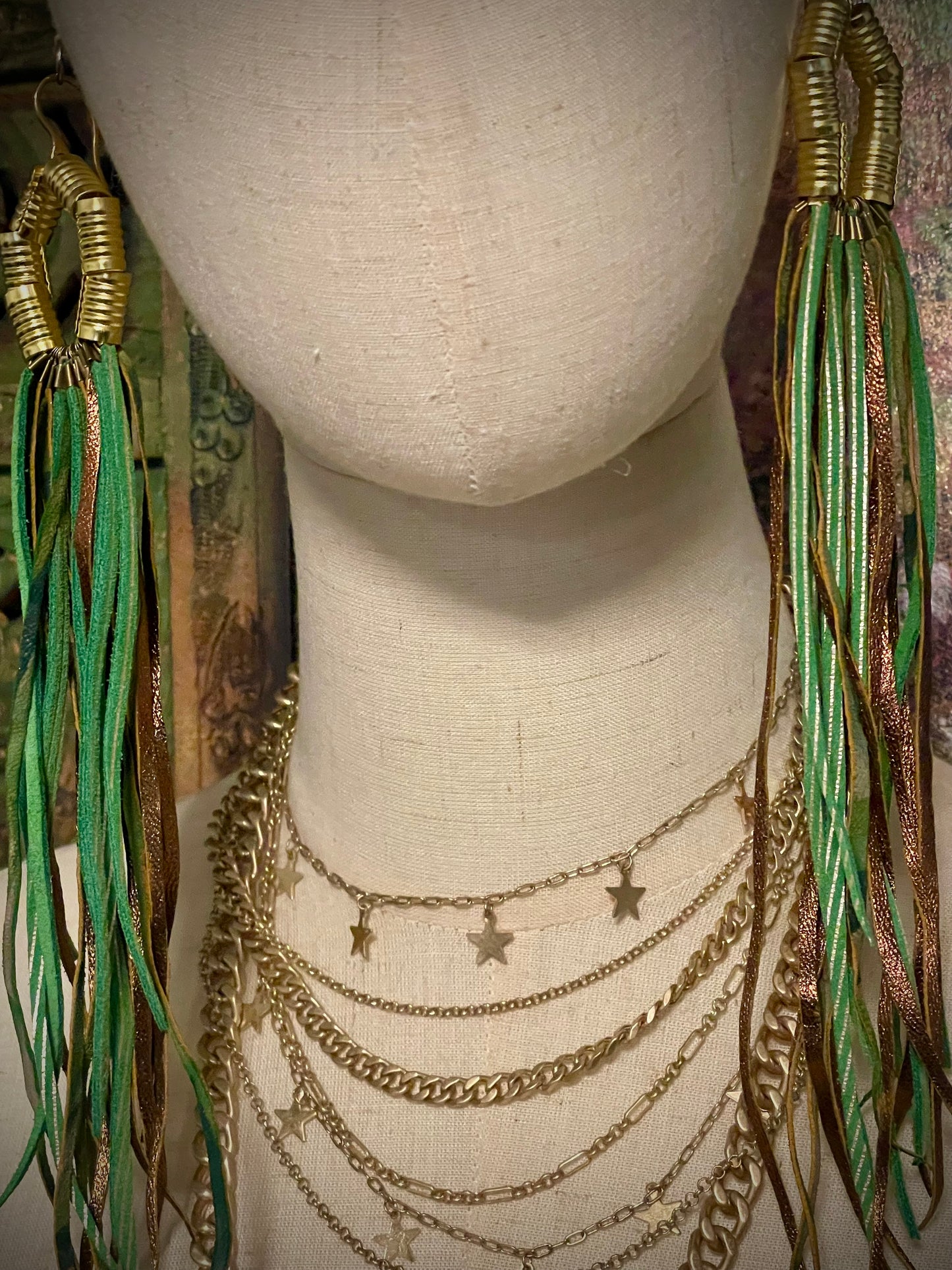 The Queen Of Grass- Leather Fringe Earrings