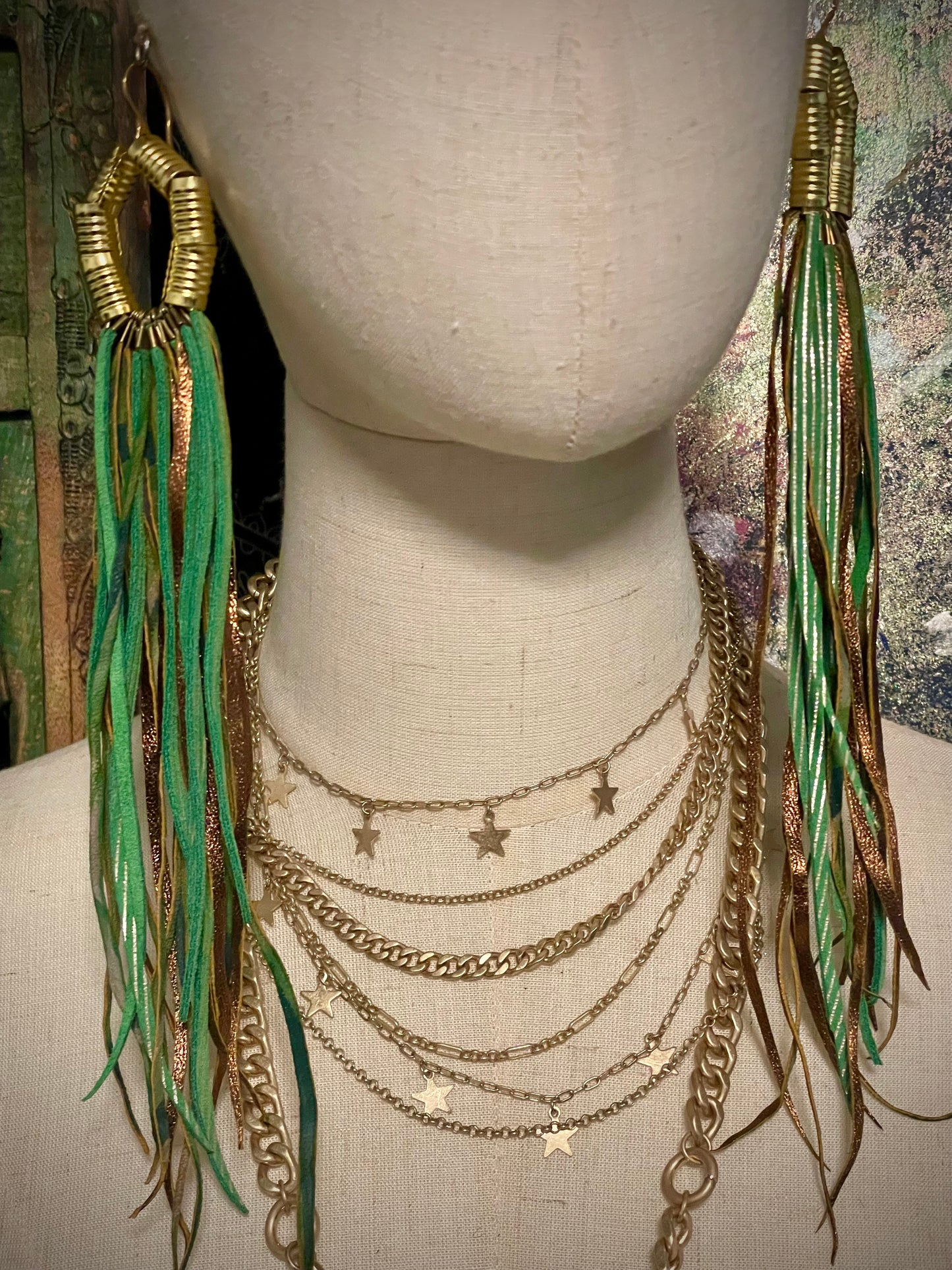 The Queen Of Grass- Leather Fringe Earrings