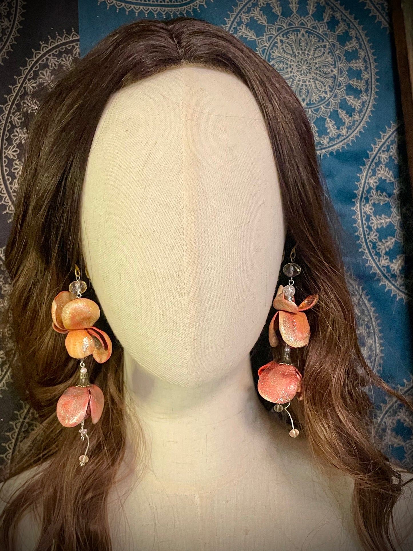 Custom Curled Leather Flowers Earrings