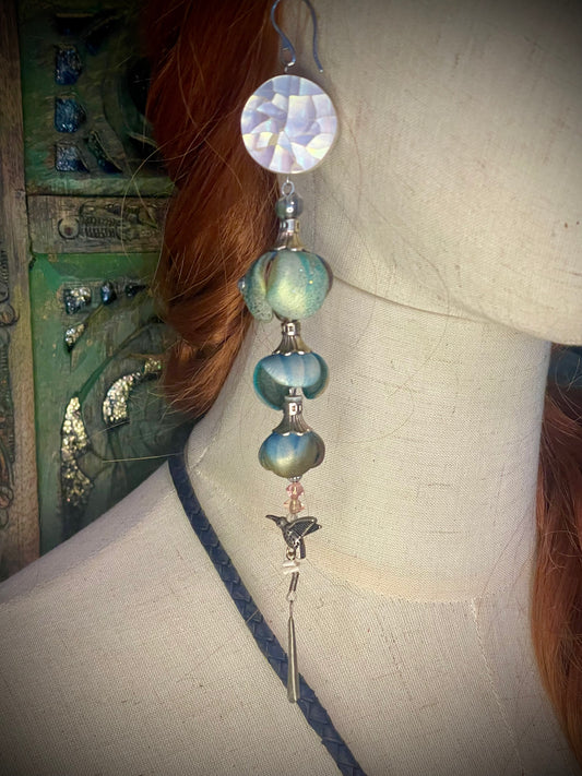 One Leather Flower Droplet Earing 🌀
