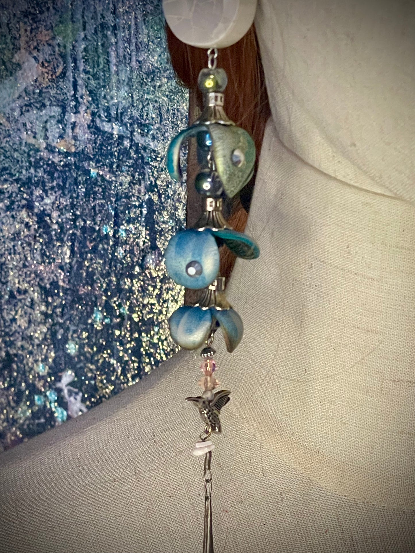 One Leather Flower Droplet Earing 🌀