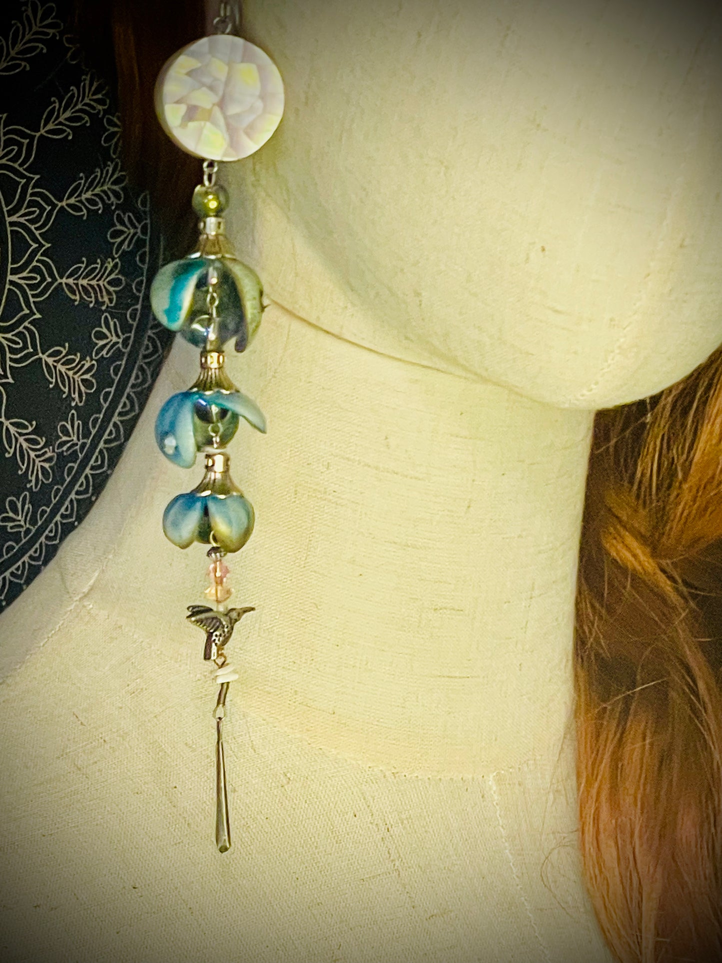 One Leather Flower Droplet Earing 🌀