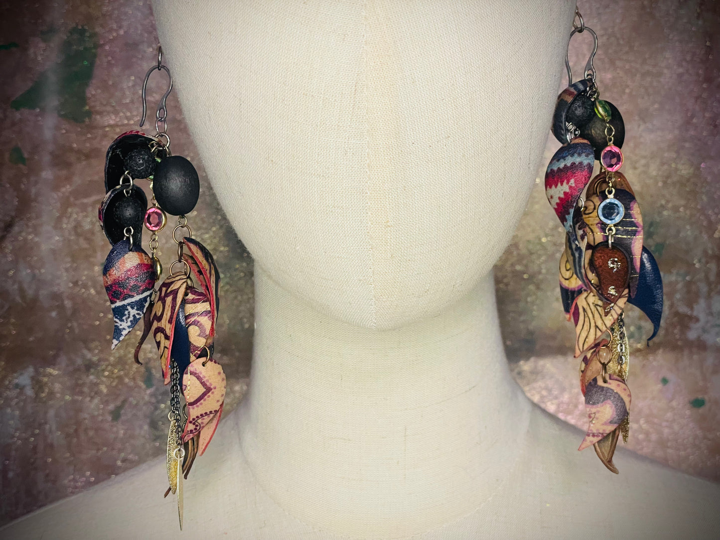 Patterns On Leather Embellished Earrings