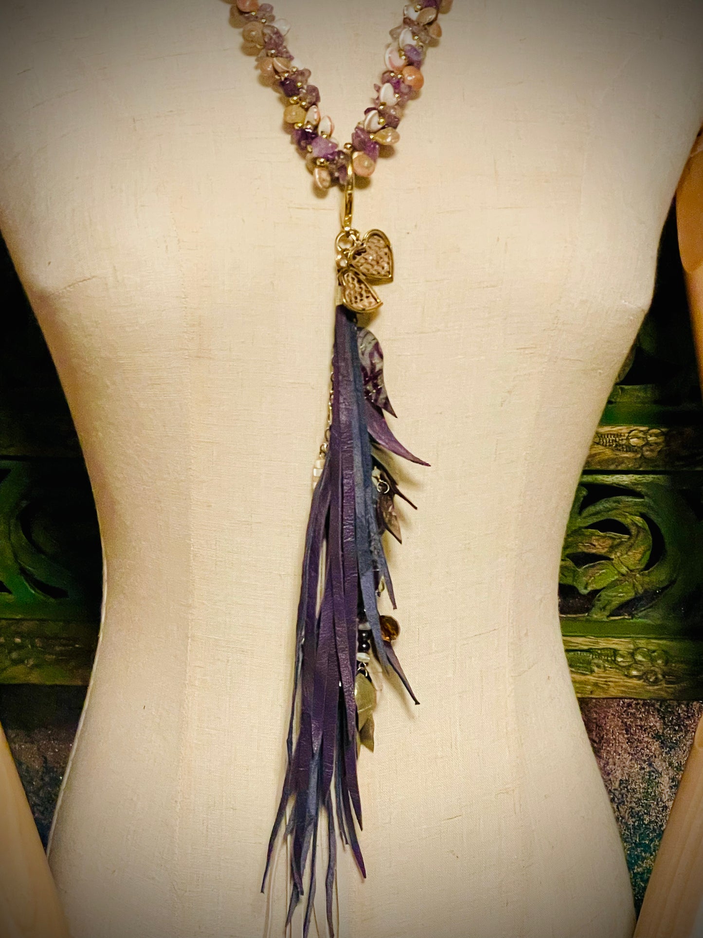 Under The Sea Leather Fringe Necklace