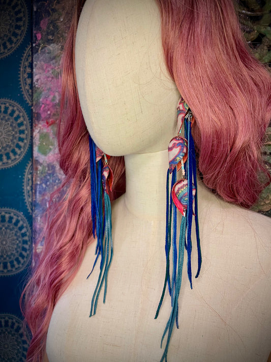 Long Colorful Leather Earrings