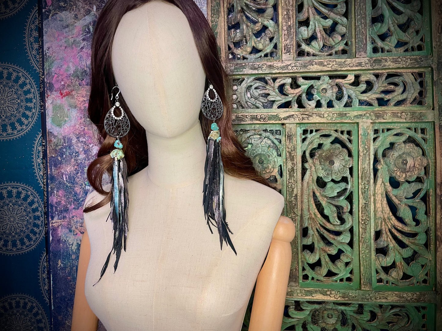 Glamorous Hand Cut Fringe Leather Earrings