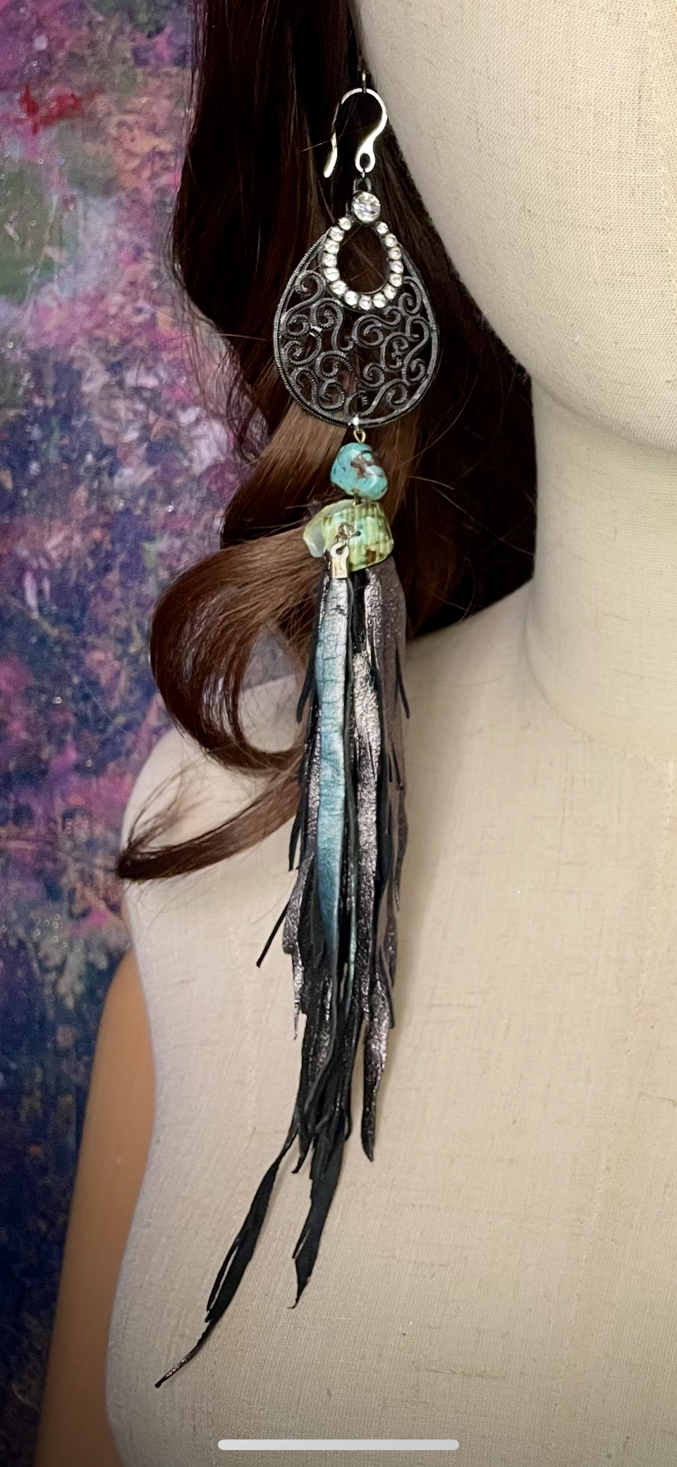 Glamorous Hand Cut Fringe Leather Earrings